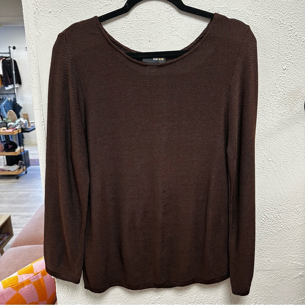 Pow Wow brown jersey knit sweater